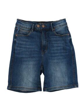 Judy Blue Women Medium Double Button High Rise Blue Denim Jean Shorts Pockets